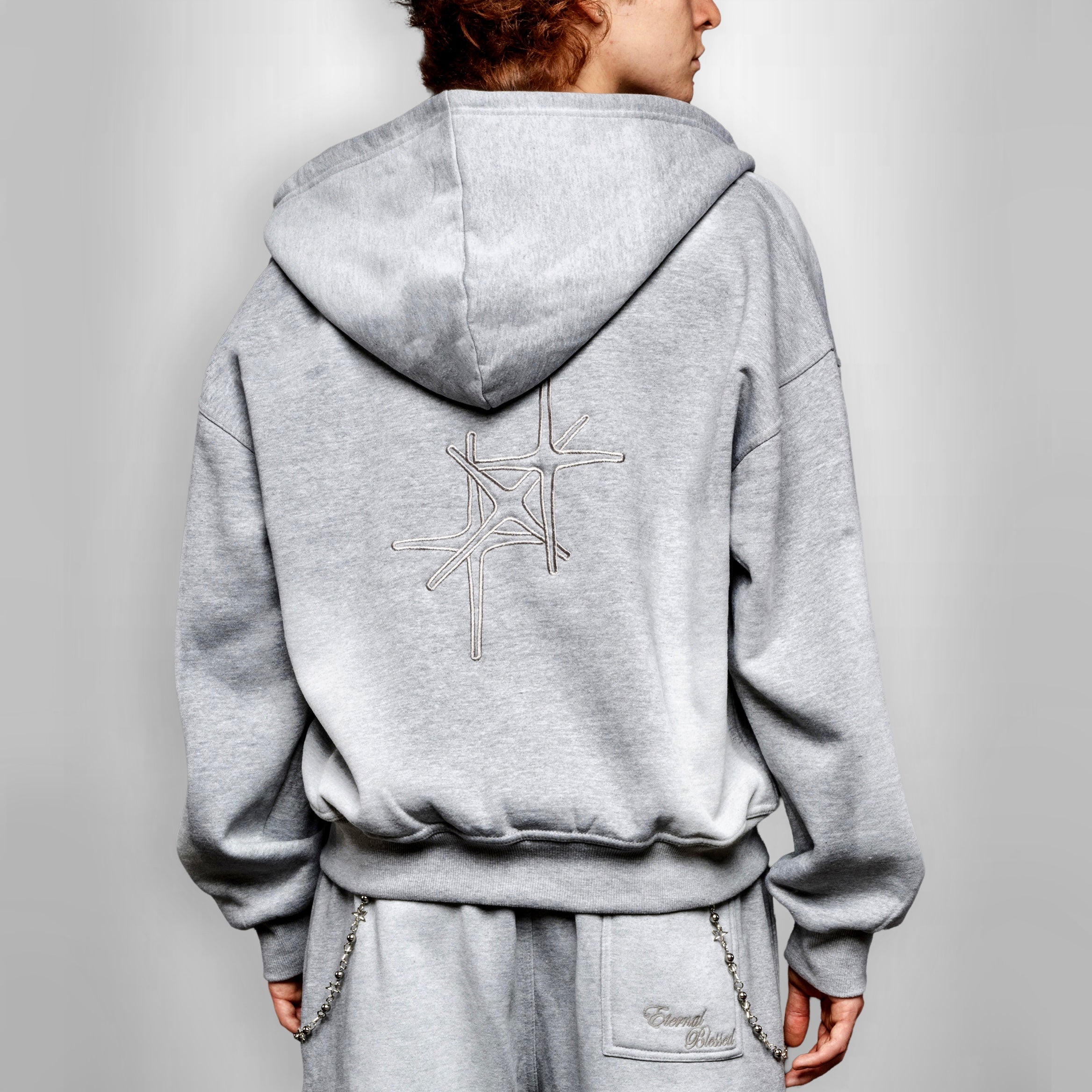 ETERNAL MOON GREY ZIP HOODIE