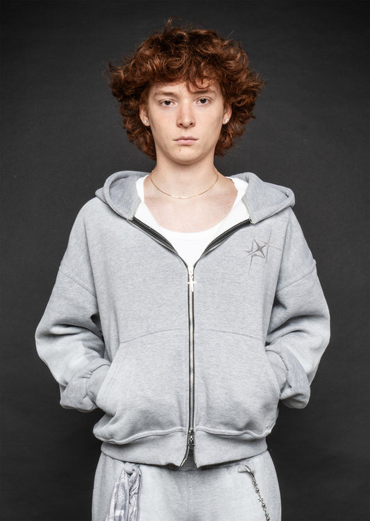 ETERNAL MOON GREY ZIP HOODIE