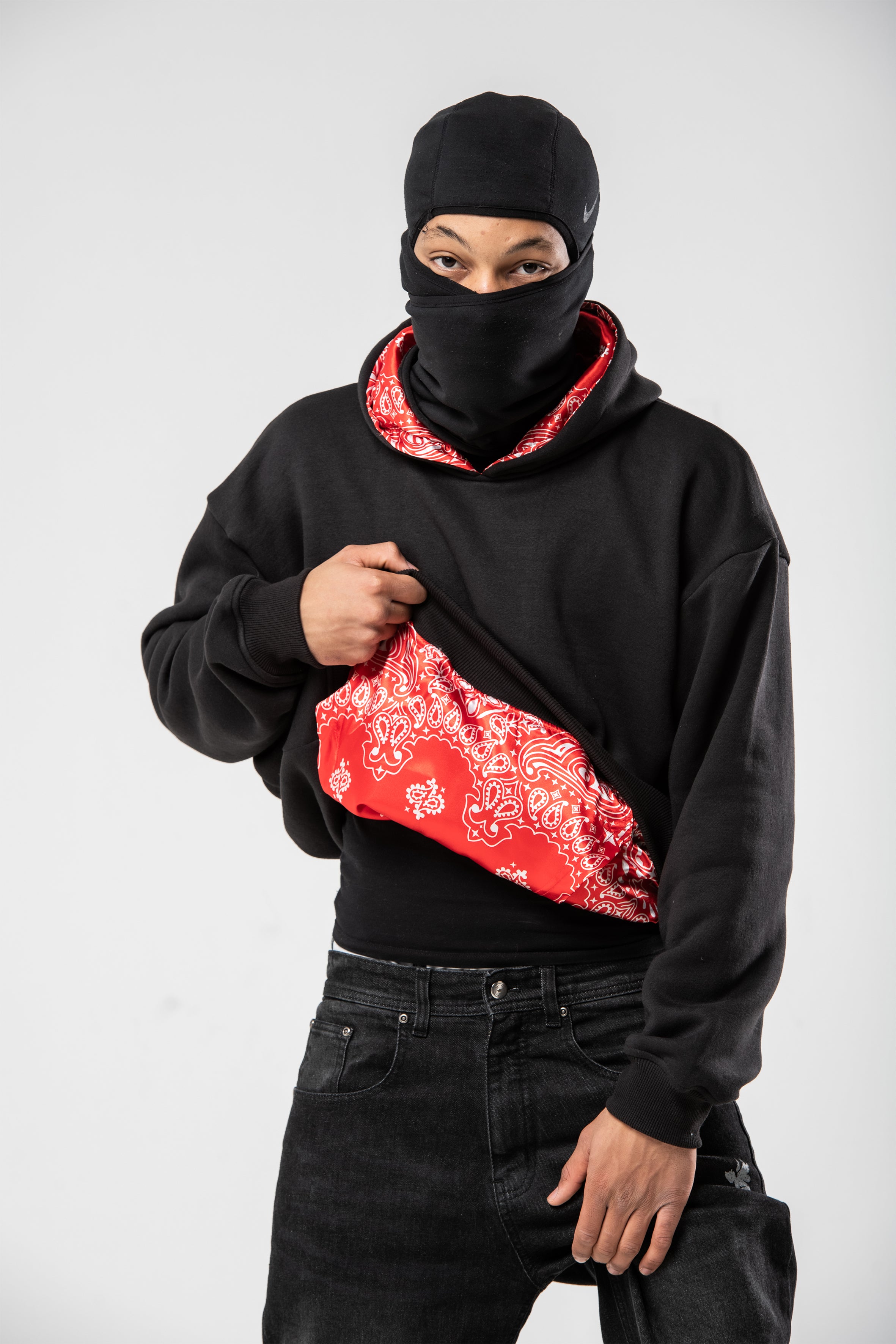 Red Black Bandana Hoodie