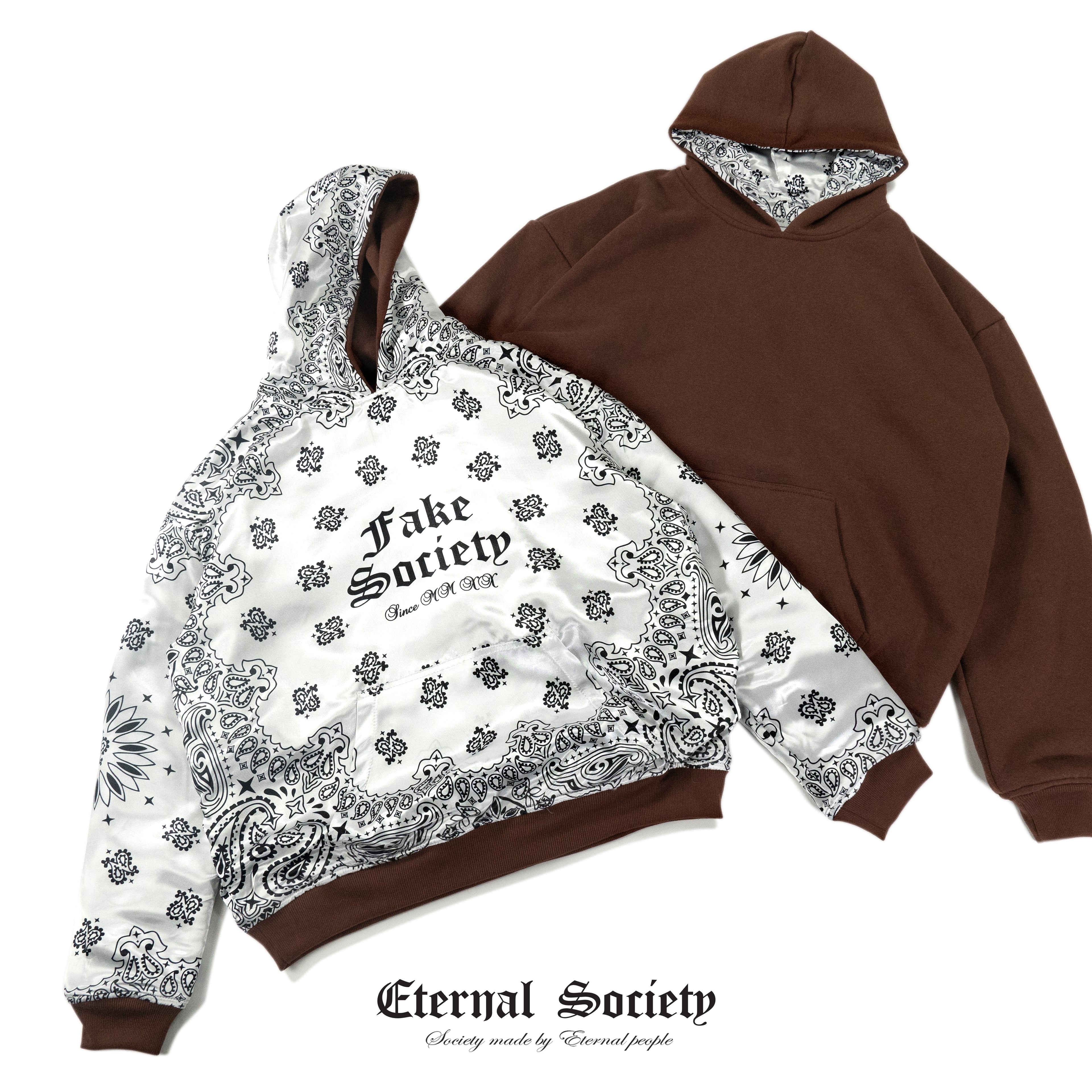 Brown White Bandana Hoodie