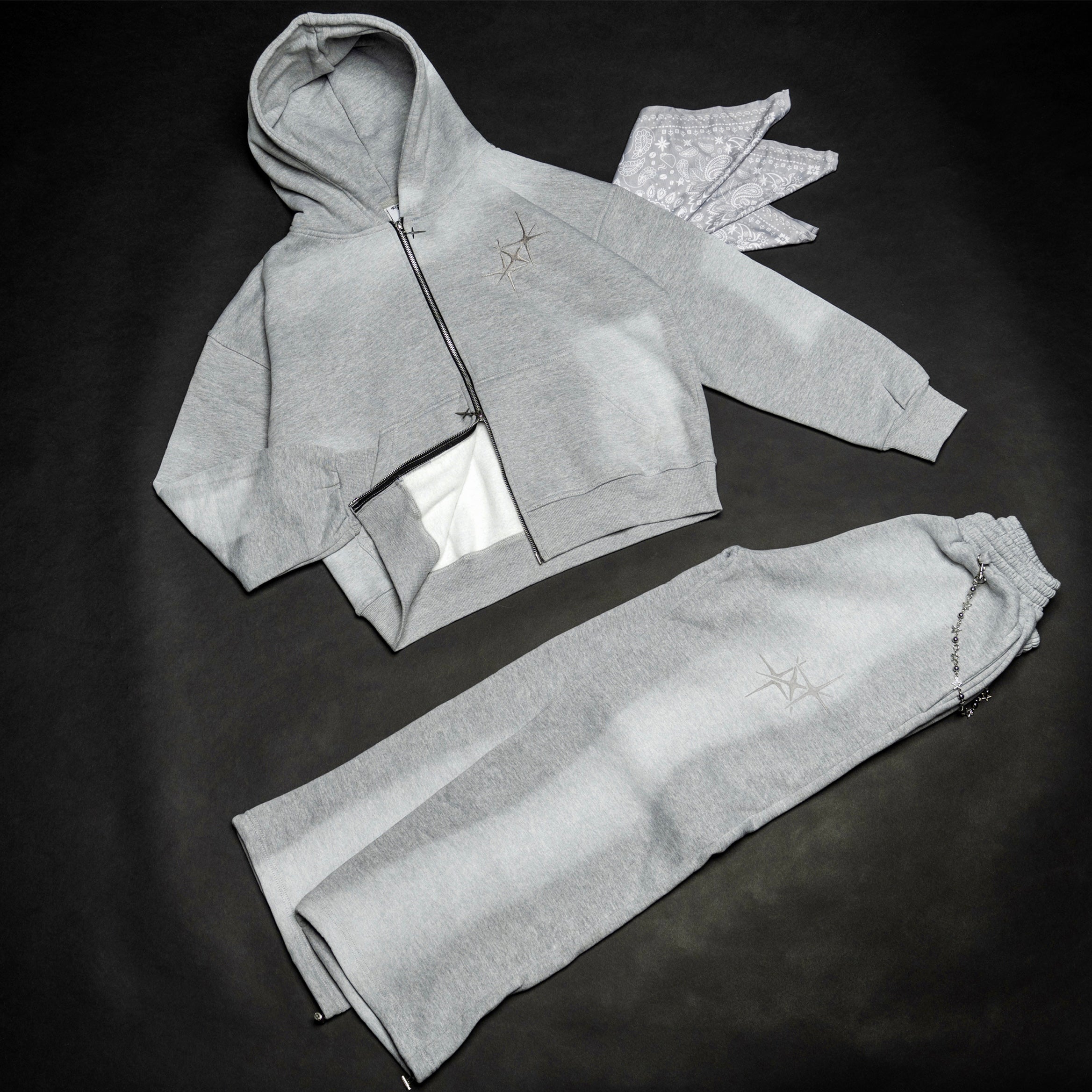 ETERNAL MOON GREY ZIP HOODIE