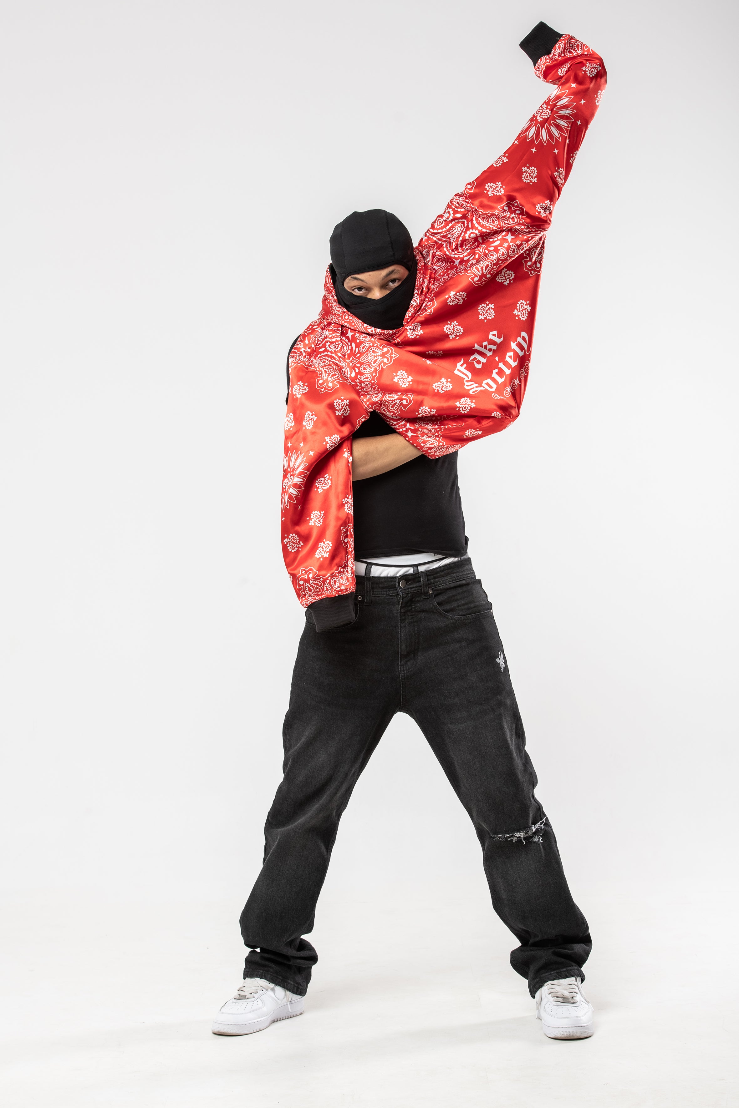 Red Black Bandana Hoodie