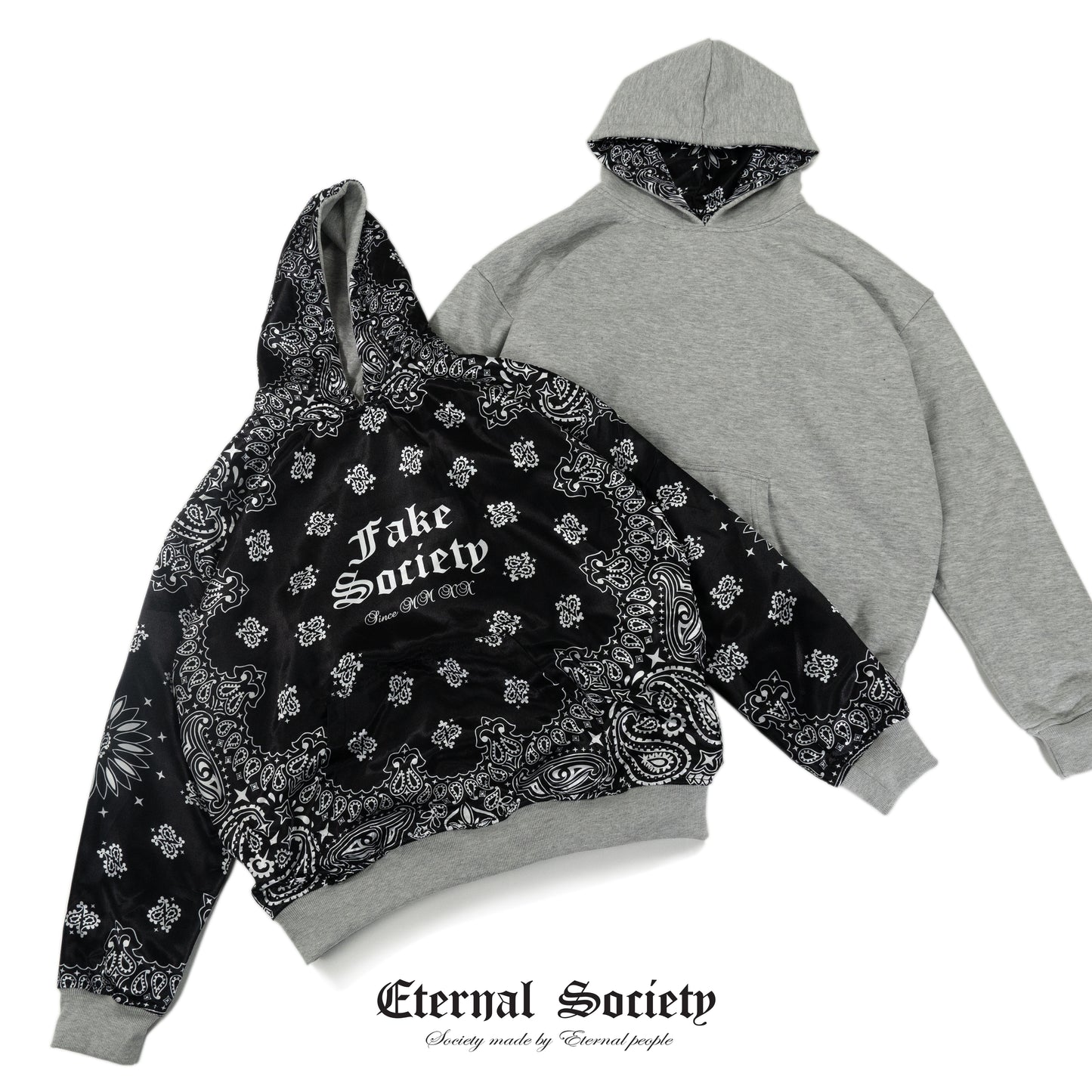 Black Grey Bandana Hoodie