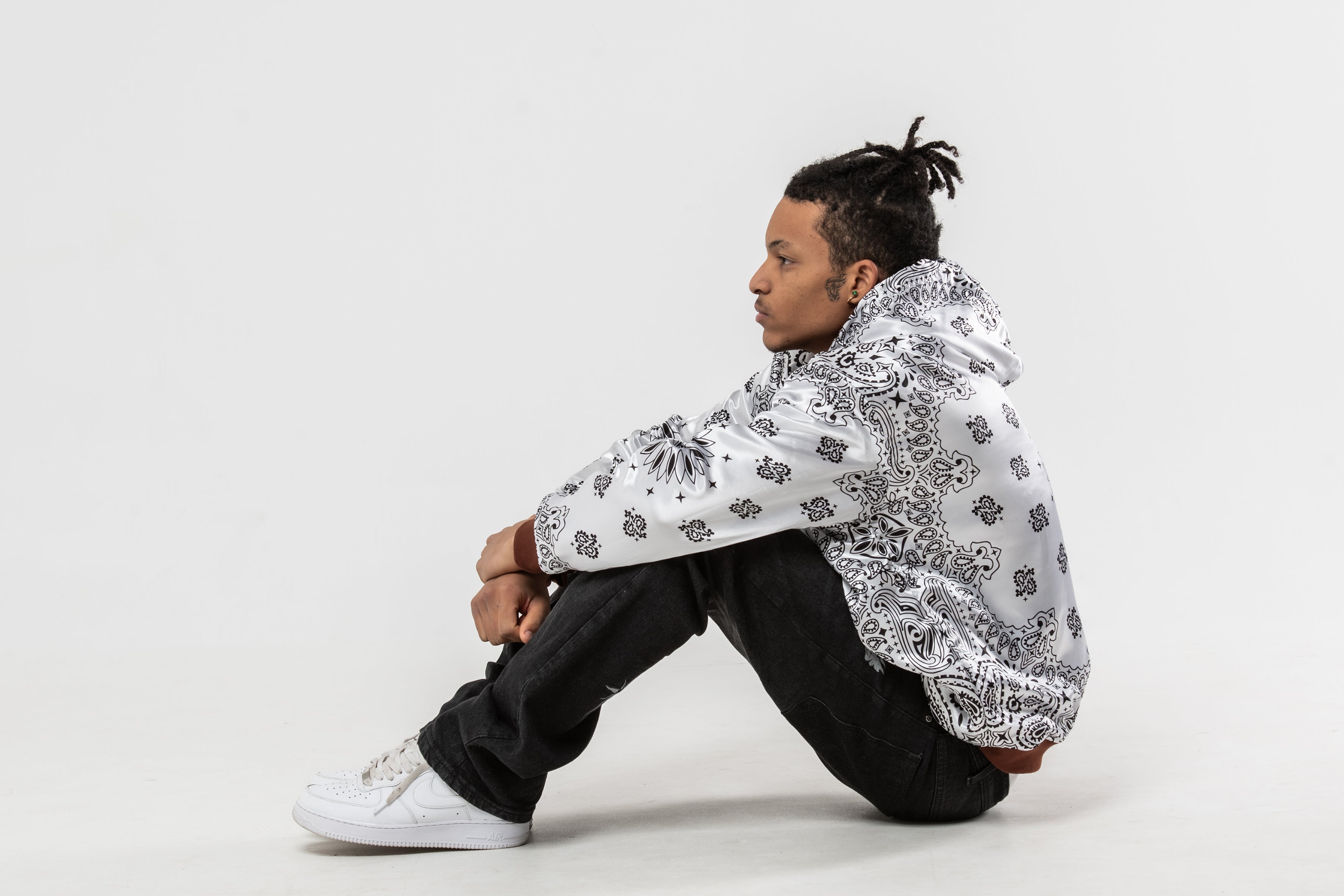 Brown White Bandana Hoodie