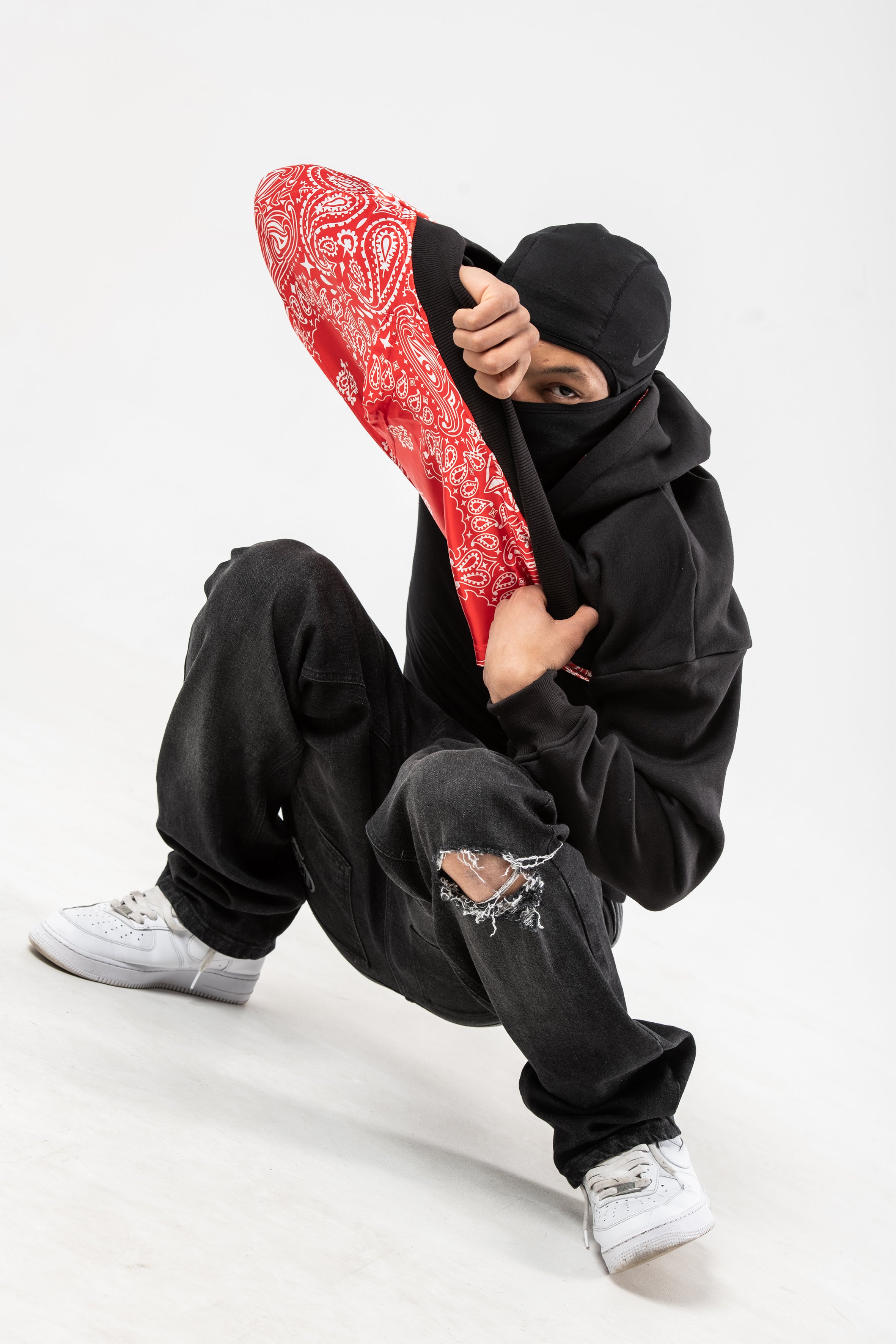 Red Black Bandana Hoodie