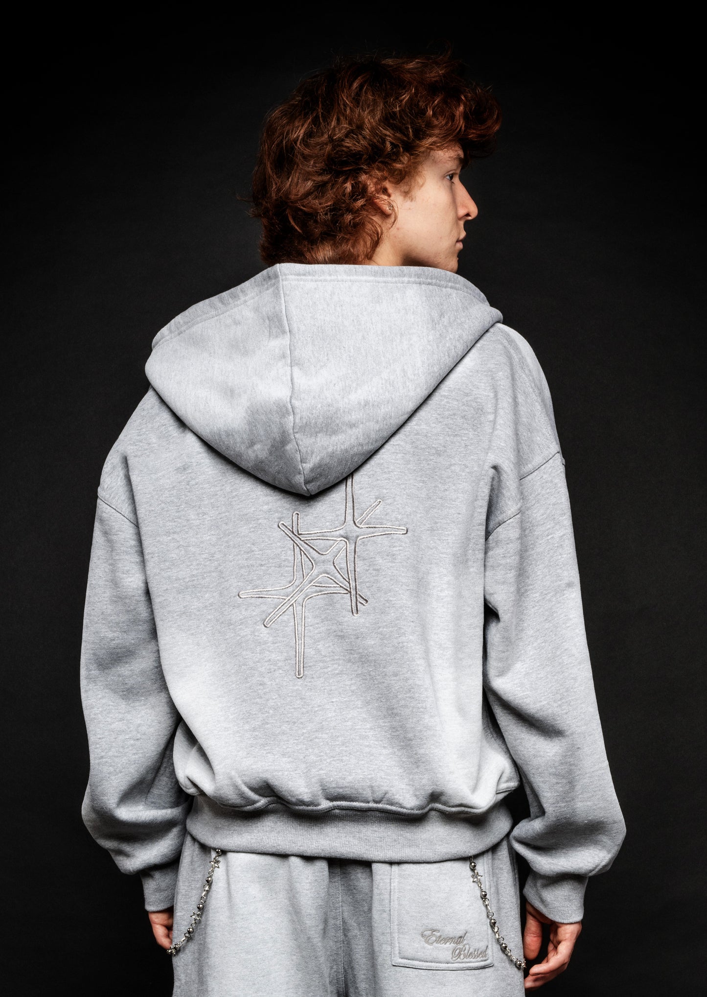 ETERNAL MOON GREY ZIP HOODIE