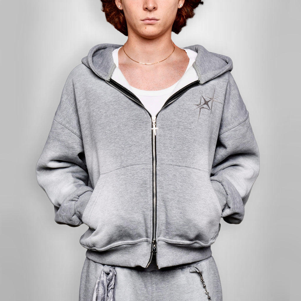 ETERNAL MOON GREY ZIP HOODIE
