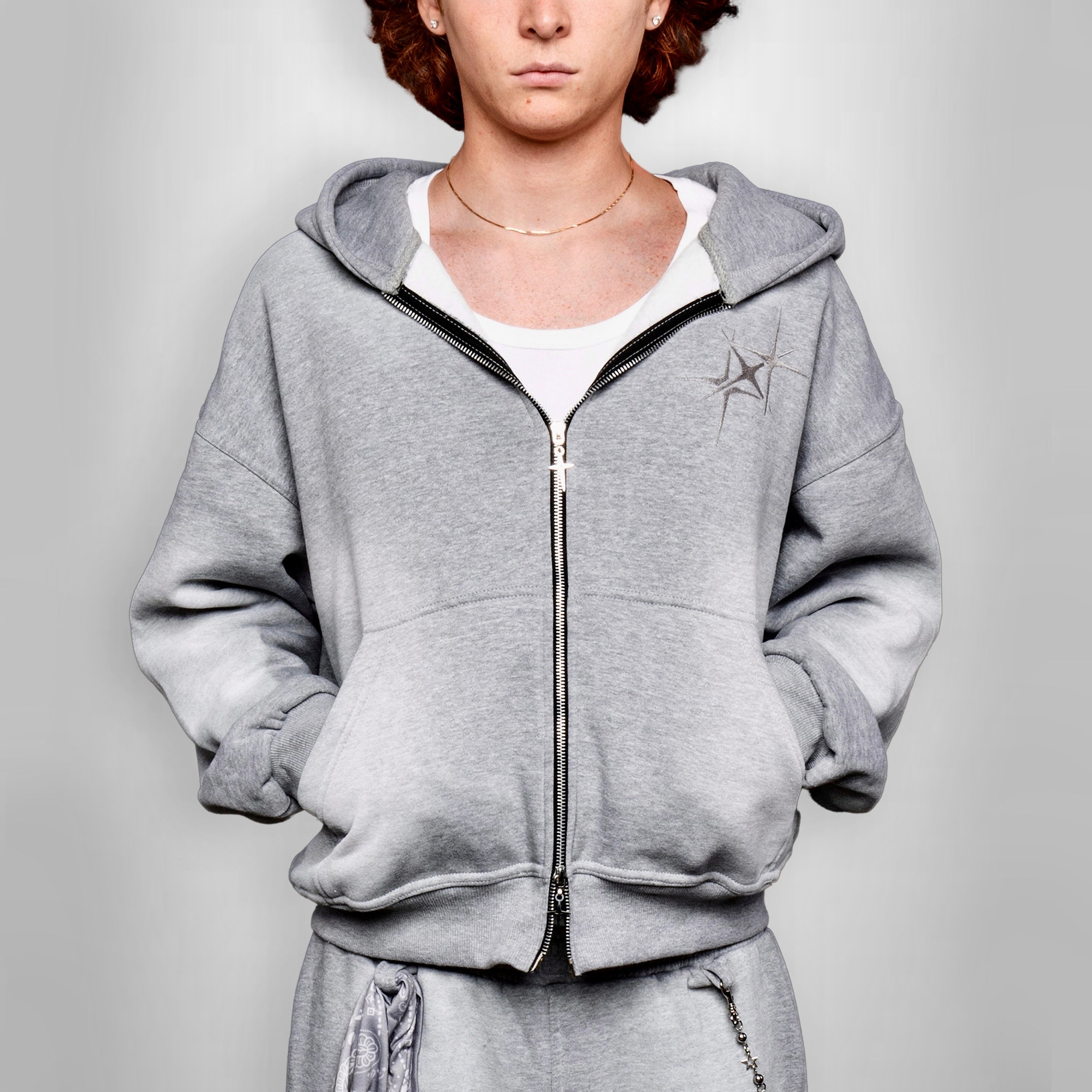 ETERNAL MOON GREY ZIP HOODIE