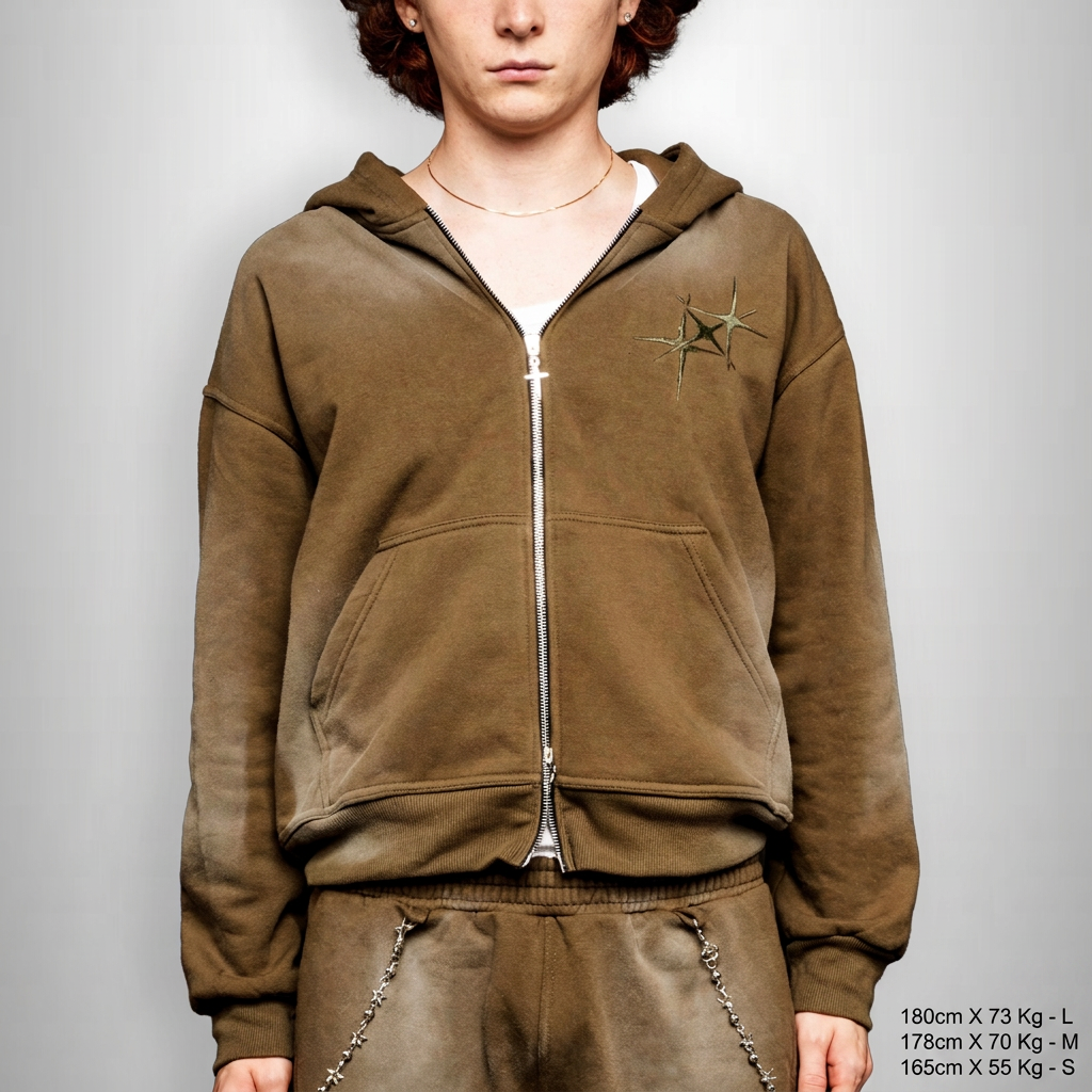 ETERNAL MILITARY ZIP HOODIE con misure piccole in basso a destra
